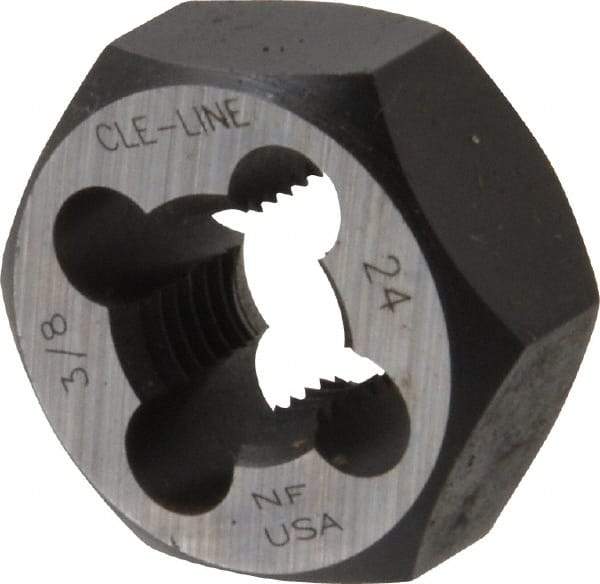 Cle-Line - 3/8-24 UNF Thread, 25/32" Hex, Hex Rethreading Die - Carbon Steel, 3/8" Thick, Series 0650 - Exact Tool & Supply