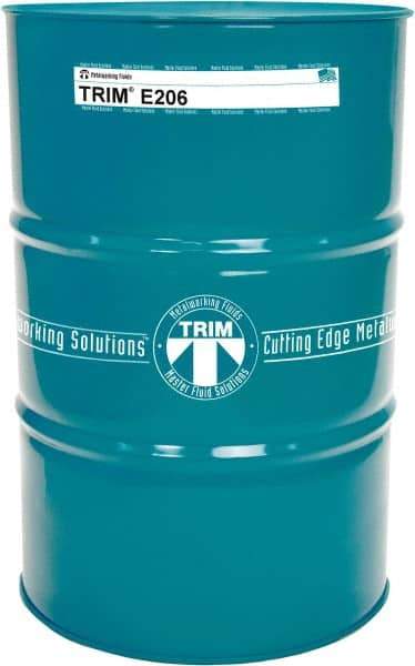 Master Fluid Solutions - TRIM E206, 54 Gal Drum Cutting & Grinding Fluid - Water Soluble, For Gear Hobbing, Heavy-Duty Broaching, High Speed Turning - Exact Tool & Supply