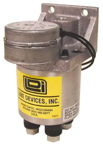 LDI Industries - 0.16 cc Output per Cycle, 3 Outlet Central Lubrication System Electric Pump - 66.55mm Wide x 134.37mm High, 120 Volt, Oil/Grease, 1/8-27 Outlet Thread, NPTF - Exact Tool & Supply
