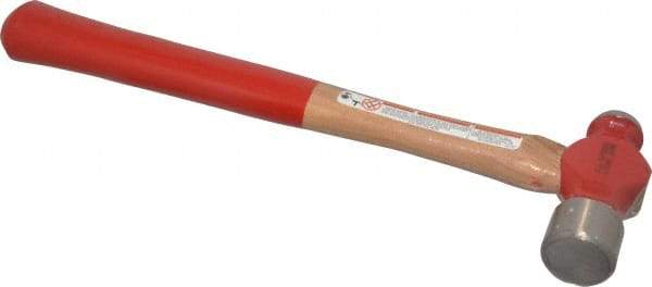 Proto - 1 Lb Head Ball Pein Hammer - Wood Handle with Red Laquer Grip, 14-1/2" OAL - Exact Tool & Supply