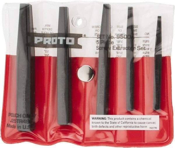 Proto - 5 Piece Screw Extractor Set - Screw Range 3/16 to 3/4" - Exact Tool & Supply