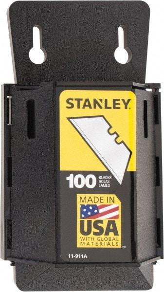 Stanley - 100 Piece Carbon Steel Utility Knife Blade - 2" OAL, 0.017" Blade Thickness - Exact Tool & Supply
