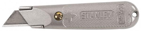 Stanley - Fixed Utility Knife - Aluminum Handle, 3 Blades Included - Exact Tool & Supply