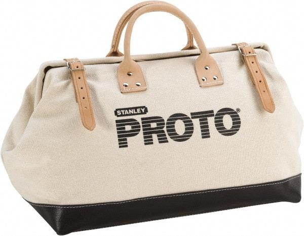 Proto - White Canvas/Vinyl Tool Bag - 20" Wide x 10-1/4" Deep x 2" High - Exact Tool & Supply