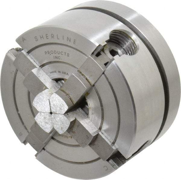 Sherline - 4 Jaws, 2.5" Diam, Independent Manual Lathe Chuck - 3/4-16" Spindle Mount - Exact Tool & Supply