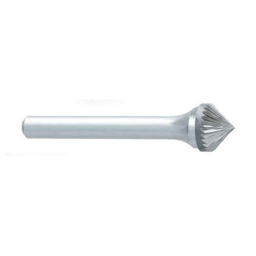 SK-3 -9mm x LOC × 6mm Shank × 50mm OAL 90 Degree Cone Carbide Medium Tough Cut Burr - Exact Tool & Supply
