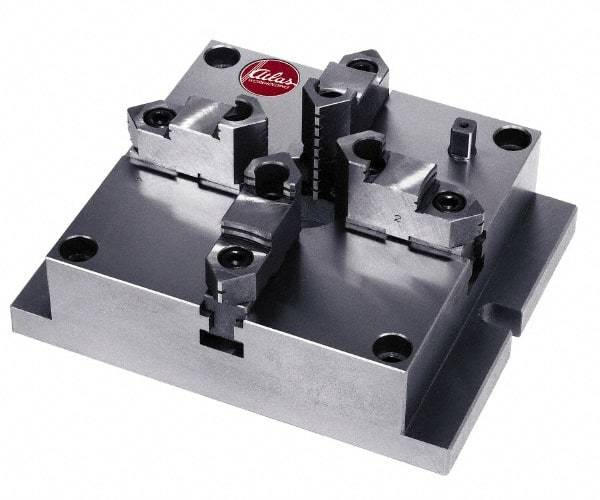 Atlas Workholding - 12" Chuck Diam, 0.39 to 10.45" External Chucking Diam, Low Profile Machining Chuck - 10.79" Bolt Hole Spacing, 3.94" Through Hole, 3.54 to 10.45" Internal Chucking Diam, 14.96" Base Len x 12.2" Base Width x 3.35" Base Height - Exact Tool & Supply