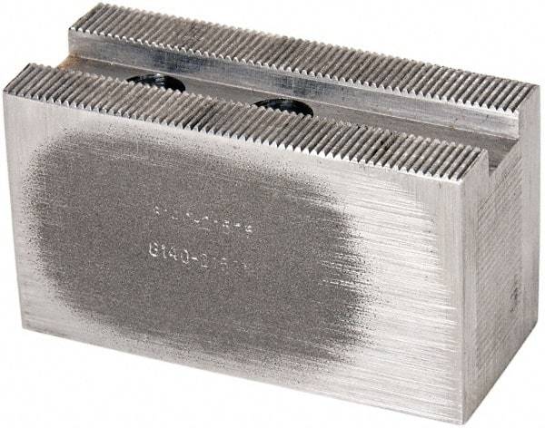 Atlas Workholding - 1.5mm x 60° Serrated Attachment, Square Soft Lathe Chuck Jaw - Steel, 1" Btw Mount Hole Ctrs, 3-1/2" Long x 1-1/2" Wide x 2" High, 0.551" Groove, M12mm Fastener - Exact Tool & Supply