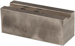 Atlas Workholding - 1.5mm x 60° Serrated Attachment, Square Soft Lathe Chuck Jaw - Steel, 1.18" Btw Mount Hole Ctrs, 5-1/4" Long x 2" Wide x 2" High, 0.71" Groove, M14mm Fastener - Exact Tool & Supply