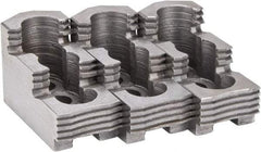Atlas Workholding - 6" Max Chuck Diam Compatibility, Hard Steel 1.5mm x 60° Serrated Hard Lathe Top Jaws - 1.18" Wide x 2.56" Long x 1.38" High - Exact Tool & Supply