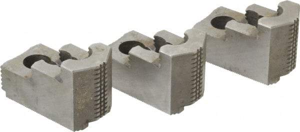 Atlas Workholding - 10" Max Chuck Diam Compatibility, Hard Steel 1.5mm x 60° Serrated Hard Lathe Top Jaws - 1.57" Wide x 2.95" Long x 1.96" High - Exact Tool & Supply