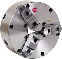 Atlas Workholding - 3 Jaws, 12" Diam, Self Centering Manual Lathe Chuck - Plain Back Mount Spindle, Adjustable, Reversible, 2,000 Max RPM, 3.285" Through Hole Diam, Cast Iron - Exact Tool & Supply