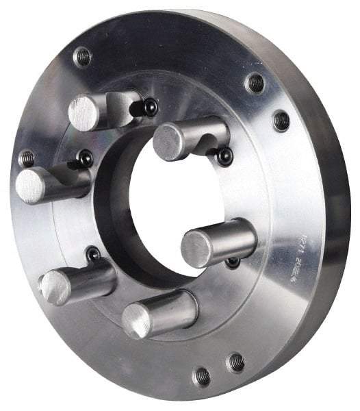 Pratt Burnerd America - Adapter Back Plate for 8" Diam Self Centering Lathe Chucks - D1-4 Mount, 2-1/4" Through Hole Diam, Steel - Exact Tool & Supply