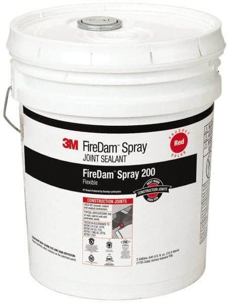 3M - 5 Gal Pail Red Elastomer Joint Sealant - 110°F Max Operating Temp, 24 hr Full Cure Time, Series Spray 200 - Exact Tool & Supply