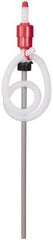 PRO-LUBE - 5 GPM, Polyethylene Hand Operated Siphon Pump - 44-5/16" OAL, For 55 Gal Drums, For Antifreeze, Detergents, Water Based Fluids, Mild Acids, Soaps, Waxes & etc - Exact Tool & Supply