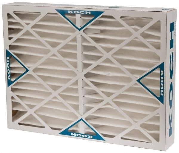 Made in USA - 18" Noml Height x 24" Noml Width x 4" Noml Depth, 80 to 85% Capture Efficiency, Wire-Backed Pleated Air Filter - MERV 13, Synthetic, Integrated Beverage Board Frame, 500 Max FPM, 1,500 CFM, For Any Unit - Exact Tool & Supply