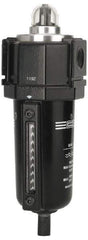 ARO/Ingersoll-Rand - 1/2" Port, 13.2" High x 4-3/4" Wide, FRL Filter with Metal Bowl & Manual Drain - 200 Max psi, 175°F Max, 2.8 oz Bowl Capacity - Exact Tool & Supply