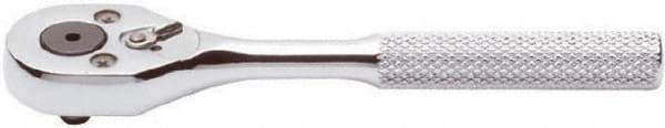 Proto - 1/4" Drive Pear Head Ratchet - Chrome Finish, 5" OAL, 24 Gear Teeth, Standard Knurled Handle, Sealed Head - Exact Tool & Supply