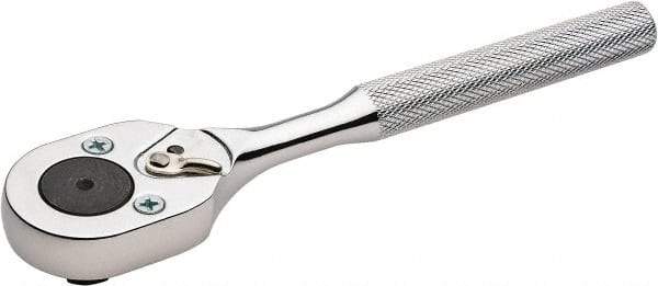 Proto - 3/8" Drive Pear Head Ratchet - Chrome Finish, 7" OAL, 24 Gear Teeth, Standard Knurled Handle, Reversible Head - Exact Tool & Supply