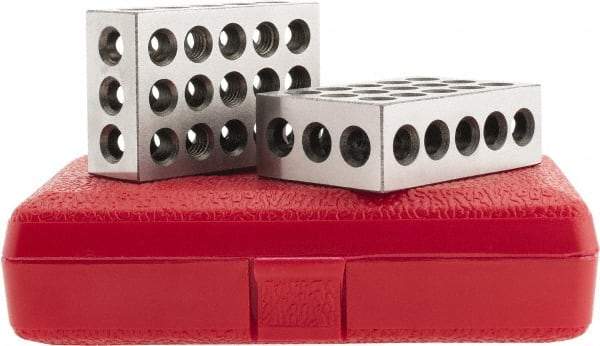 SPI - 0.0001 Squareness Per Inch, Hardened Steel, 1-2-3 Block with 23 Hole Setup Block - 3/8 - 16 Inch Tapped Hole Size, 55-60 Rc Hardness, Sold As Matched Pair - Exact Tool & Supply