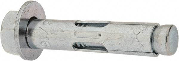 Red Head - 5/16" Diam, 5/16" Drill, 1-1/2" OAL, 2-3/4" Min Embedment Sleeve Concrete Anchor - Steel, Zinc-Plated Finish, Hex Nut Head, Hex Drive - Exact Tool & Supply