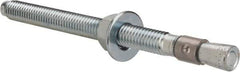 Red Head - 3/8 Inch Diameter, 3/8-16 Inch Thread, 5 Inch Overall Length, Grade 3, Wedge Expansion Concrete Anchor - Steel, Zinc Plated, 3-3/4 Inch Thread Length, Tie Wire Head, 3/8 Inch Drill - Exact Tool & Supply