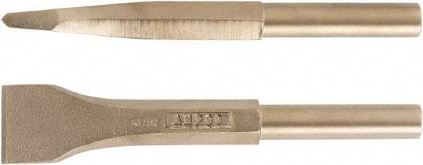 Ampco - 1-1/2" Head Width, 7-3/4" OAL, 3/4" Shank Diam, Scaling Chisel - Round Drive, Round Shank - Exact Tool & Supply