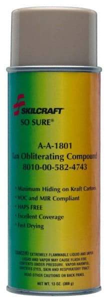 Ability One - Tan, Enamel Spray Paint - 8 to 10 Sq Ft per Can, 11 oz Container - Exact Tool & Supply