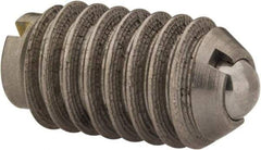 Gibraltar - 5/16-18, 0.156" Ball Diam, 37/64" Body Length, 0.04" Max Ball Reach, Threaded Ball Plunger - Stainless Steel Body, Stainless Steel Ball, 6 Lb Initial End Force, 17 Lb Final End Force, Locking Element - Exact Tool & Supply