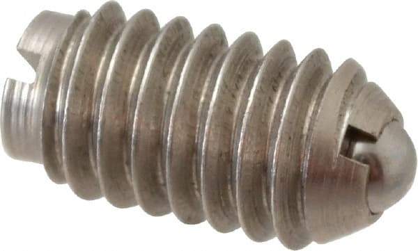 Gibraltar - 5/16-18, 0.156" Ball Diam, 37/64" Body Length, 0.04" Max Ball Reach, Threaded Ball Plunger - Stainless Steel Body, Stainless Steel Ball, 2 Lb Initial End Force, 4.5 Lb Final End Force, Locking Element - Exact Tool & Supply