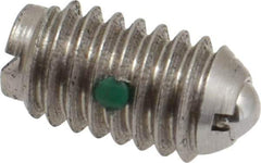 Gibraltar - 5/16-18, 0.156" Ball Diam, 37/64" Body Length, 0.04" Max Ball Reach, Threaded Ball Plunger - Stainless Steel Body, Stainless Steel Ball, 4 Lb Initial End Force, 9 Lb Final End Force, Locking Element - Exact Tool & Supply