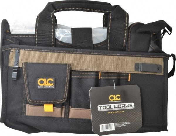 CLC - 15 Pocket Black & Brown Polyester Tool Bag - 16" Wide x 9" Deep x 9" High - Exact Tool & Supply