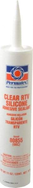 Permatex - 11 oz Cartridge Clear RTV Silicone Joint Sealant - -75 to 400°F Operating Temp, 24 hr Full Cure Time - Exact Tool & Supply
