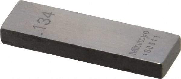 Mitutoyo - 0.134" Rectangular Steel Gage Block - Accuracy Grade 0, Includes Certificate of Inspection - Exact Tool & Supply