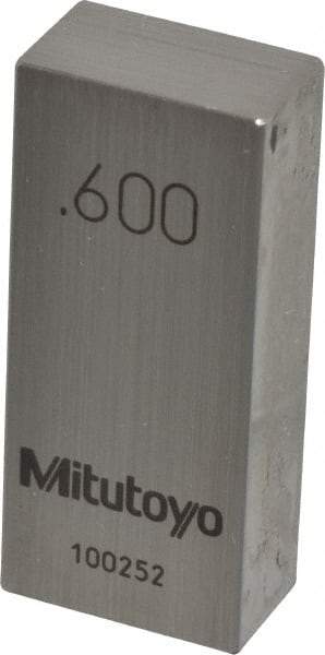 Mitutoyo - 0.6" Rectangular Steel Gage Block - Accuracy Grade 0, Includes Certificate of Inspection - Exact Tool & Supply