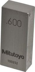 Mitutoyo - 0.6" Rectangular Steel Gage Block - Accuracy Grade 0, Includes Certificate of Inspection - Exact Tool & Supply