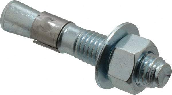 Red Head - 5/8" Diam, 5/8" Drill, 3-1/2" OAL, 3-15/32" Min Embedment Wedge Expansion Concrete Anchor - Grade 3 Steel, Zinc-Plated Finish, Tie Wire Head, 1-3/4" Thread Length - Exact Tool & Supply