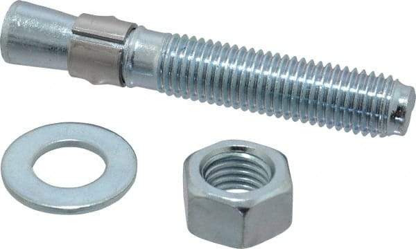 Red Head - 3/4" Diam, 3/4-10, 4-3/4" OAL, Grade 3, Wedge Expansion Concrete Anchor - Steel, Zinc Plated, 2-7/8" Thread Length, Tie Wire Head, 3/4" Drill - Exact Tool & Supply