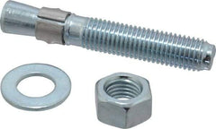 Red Head - 3/4" Diam, 3/4-10, 4-3/4" OAL, Grade 3, Wedge Expansion Concrete Anchor - Steel, Zinc Plated, 2-7/8" Thread Length, Tie Wire Head, 3/4" Drill - Exact Tool & Supply
