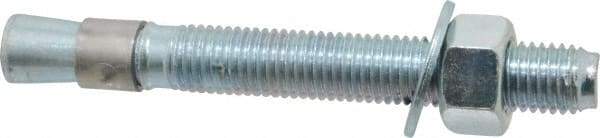 Red Head - 3/4 Inch Diameter, 3/4-10 Inch Thread, 6-1/4 Inch Overall Length, Grade 3, Wedge Expansion Concrete Anchor - Steel, Zinc Plated, 4-3/8 Inch Thread Length, Tie Wire Head, 3/4 Inch Drill - Exact Tool & Supply