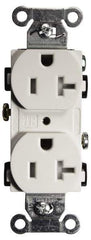 Hubbell Wiring Device-Kellems - 125 VAC, 20 Amp, 5-20R NEMA Configuration, White, Specification Grade, Self Grounding Duplex Receptacle - 1 Phase, 2 Poles, 3 Wire, Flush Mount, Tamper Resistant - Exact Tool & Supply