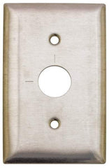 Hubbell Wiring Device-Kellems - 1 Gang, 2-7/8 Inch Long, Switch Plate - Barrel Key Switch, Gray, Stainless Steel - Exact Tool & Supply
