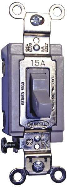 Hubbell Wiring Device-Kellems - 2 Pole, 120 to 277 VAC, 20 Amp, Industrial Grade, Toggle, Wall and Dimmer Light Switch - 1-5/16 Inch Wide x 4-1/16 Inch High - Exact Tool & Supply