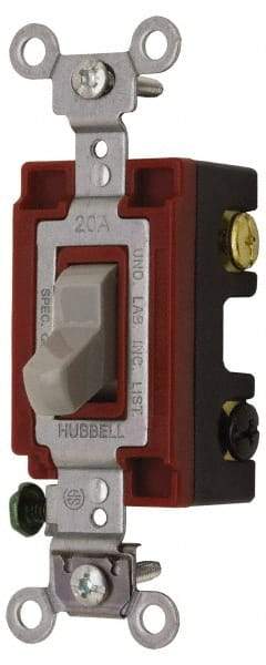 Hubbell Wiring Device-Kellems - 4 Pole, 120 to 277 VAC, 20 Amp, Industrial Grade, Toggle, Wall and Dimmer Light Switch - 1-5/16 Inch Wide x 4-1/16 Inch High - Exact Tool & Supply