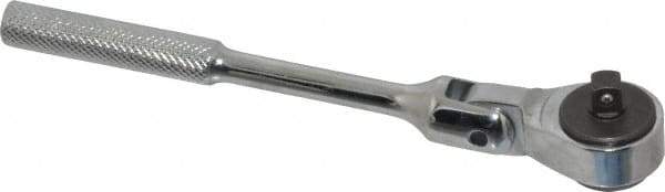Proto - 1/4" Drive Round Head Quick-Release Ratchet - Chrome Finish, 6-1/4" OAL, 72 Gear Teeth, Standard Knurled Handle, Flex with Speed Ring Head - Exact Tool & Supply