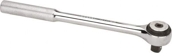 Proto - 1/2" Drive Round Head Standard Ratchet - Chrome Finish, 9-3/8" OAL, 72 Gear Teeth, Standard Knurled Handle, Standard Head - Exact Tool & Supply