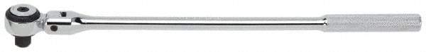Proto - 1/2" Drive Round Head Quick-Release Ratchet - Chrome Finish, 16-7/8" OAL, 72 Gear Teeth, Standard Knurled Handle, Flex with Speed Ring Head - Exact Tool & Supply