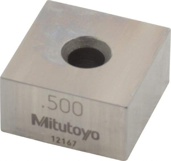 Mitutoyo - 0.5" Square Steel Gage Block - Accuracy Grade 0, Includes Certificate of Inspection - Exact Tool & Supply
