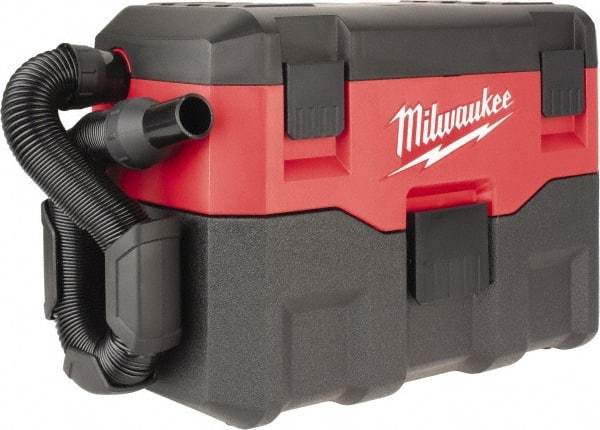 Milwaukee Tool - 2 Gal Plastic Tank, Battery Powered Portable Wet/Dry Vacuum - 18 Volt, 6' Hose Fitting, Cordless, Cleanstream Washable Wet/Dry, Accessories Included - Exact Tool & Supply