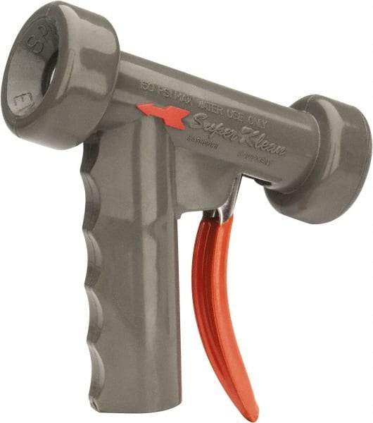 SuperKlean - Insulated, Stainless Steel Pistol Grip Spray Nozzle for 1/2" Pipe - Gray, 1/2 NPT - Exact Tool & Supply